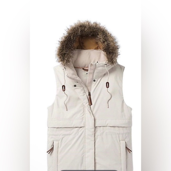 PrAna Banajaara Cream Hooded Vest with Faux Fur Trim - Picture 3 of 12